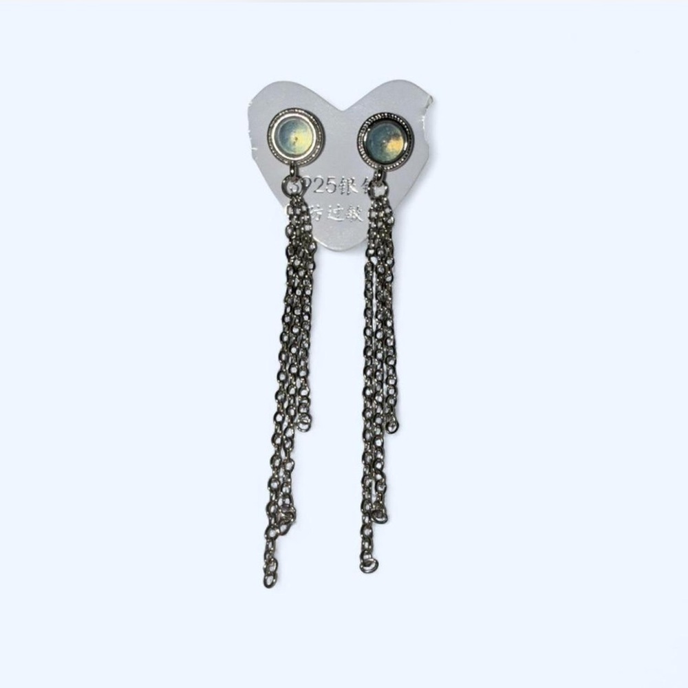 Moonstone S925 Earrings w/ Chain Tassels | NWT | Never Worn | S925 Posts